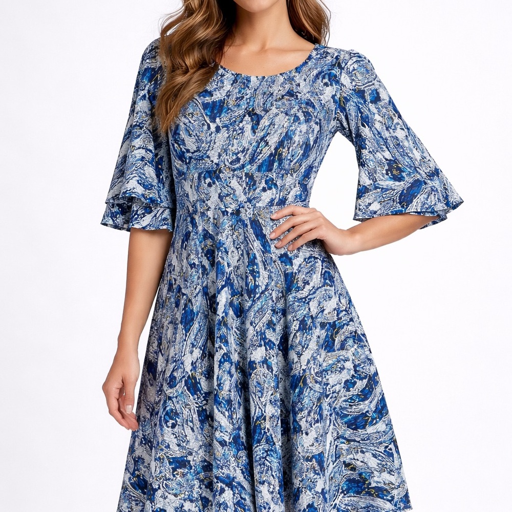 Betsey Johnson Women's Navy Blue Paisley Dress‎ Size 12 Spring, Summer